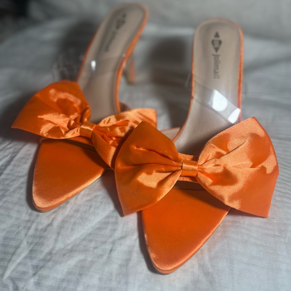 Jolimall Orange bow tie shoes